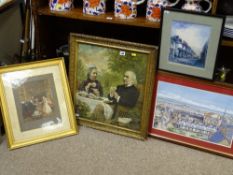 SIMON VAN DE PUT coloured print - scene of Pwllheli, late Victorian print - lady and gent at a