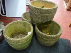 Four half barrel garden ornament/planters