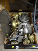 Good mixed box of pewter and EP ware