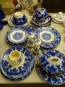 Mixed selection of Victorian and other blue and white tableware