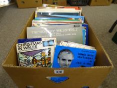 Box of vintage LP and 45rpm records