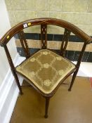 Inlaid tapestry seated corner chair