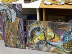 HIAG oil on canvas - still life, signed and dated canvas verso July 1950, 40 x 80 cms and HIAG oil