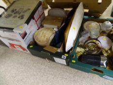 Mixed selection of various household goods including a brass spring door bell and pull