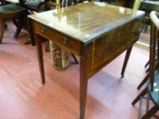 Mahogany inlaid Pembroke table with single drawer on tapered supports