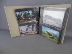 Single album collection of over one hundred vintage and later postcards showing trains, trams,
