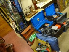 Excellent large quantity of modern fishing rods, reels and tackle in Shakespeare and other carry