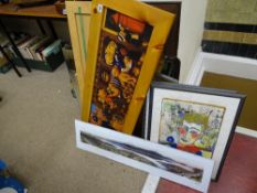 Quantity of framed pictures and prints, two unframed wall mirrors and one other