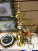 Fire irons, wall clocks and other metalware