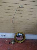 Brass effect reading lamp and a circular bobble convex mirror E/T