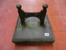 Slate plinth with cast metal boot scraper