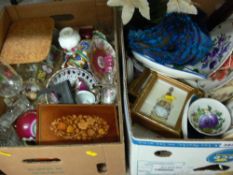 Two boxes of decorative china and cabinet ware etc
