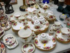 Forty plus pieces of Royal Albert 'Old Country Roses' teaware including teapot