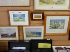 Two watercolours - Scottish landscapes, 16 x 26 cms, watercolour - village scene with bridge and