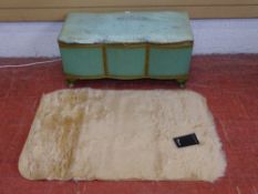 Loom style ottoman and a Koala faux fur natural rug