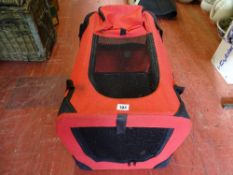 Red canvas pet carrier