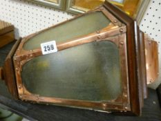 Arts & Crafts style copper and mahogany lantern