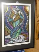 SELWYN MORRIS coloured print - 'Merlin', printed signature and date 1991, 60 x 42 cms