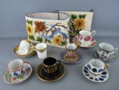 Mixed quantity of cabinet cups and saucers including two Hammersley & Co coffee cans with three