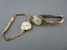 Invicta nine carat gold lady's watch with bracelet strap and another nine carat gold cased lady's