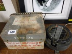 Second World War Lancaster Bomber compass - Type P8, boxed with 1942 examination stamp