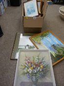 Box of paintings, prints etc