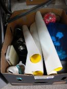 Mixed box of collectables including Smurf posters, vintage camera and one other, Coca Cola coolbox