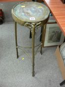 Arts & Crafts style brass circular top planter stand