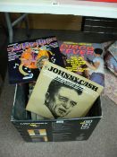 Box of vintage LP records, compilations and artists including Meat Loaf, Renaissance, Barclay