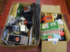 Mixed parcel of model railway track, control box, switches etc