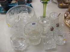 Collection of cut and other bowls, vases and containers