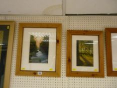 C W W acrylic - Llyn Peris & Snowdon, 19 x 39 cms in a pine frame and two other scenes by the same