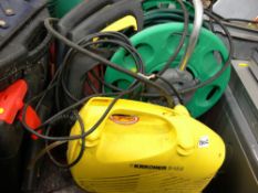 Karcher B102 pressure washer and accessories and a garden hose reel E/T