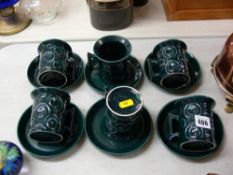 Portmeirion 'Jupiter' pottery set of six mugs and saucers