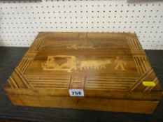 Madeira vintage workbox with marquetry detail