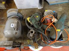 Pro-User 6 ins bench grinder BG100 and a quantity of Bosch, Black & Decker power hand tools and