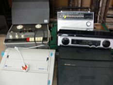 Vintage Phillips reel to reel player, Sharp PA-3100S word processor, Triumph-Adler Gabrielle 110