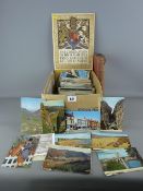 Box with good quantity of vintage postcards, commemorative programme for the Coronation of King