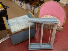 Two items of painted loom furniture and a clothes airer