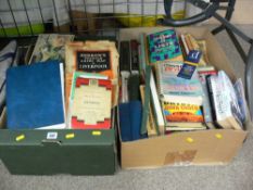 Two boxes of books with a small quantity of folding and other maps