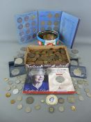 Good quantity of pre and post decimal British coinage, commemorative crowns etc