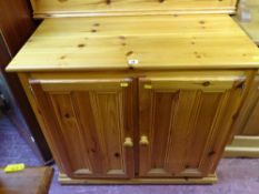 Pine two door compact sideboard