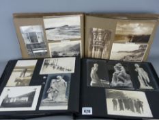 Album of family photographs and postcards along with a further album of black and white postcards