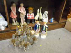 Pair of Staffs sailor figurines, bisque figurines, modern hanging lamp etc