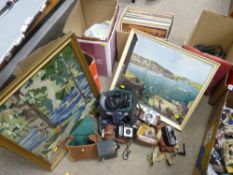 Parcel of mixed items including Pyrex ware, children's Encyclopaedia, LP records and a parcel of
