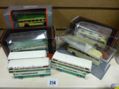 Three Dinky diecast models with BP advertising and five bubble packed Dinky diecast buses