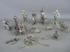 Quantity of silver plated ornamental figurines showing various trades people