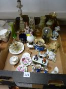 Box of ornamental porcelain and glassware