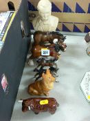 Quantity of Beswick and other horse and animal figurines and a composition bust of Schubert