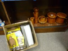Parcel of Saxony Elgreave cookware and a box of packaged coasters etc